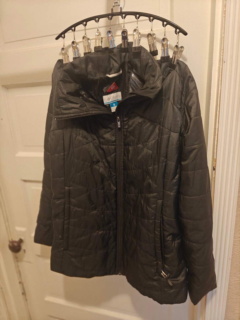 Columbia Omni-Heat Women's Black Full Zip Mid-Length Jacket Long Sleeve 1X